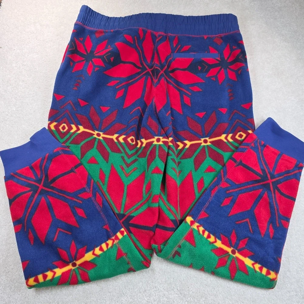 Polo Ralph Lauren Fleece Jogger Pants Mens M Blue Green Snowflake Fair Isle NWT